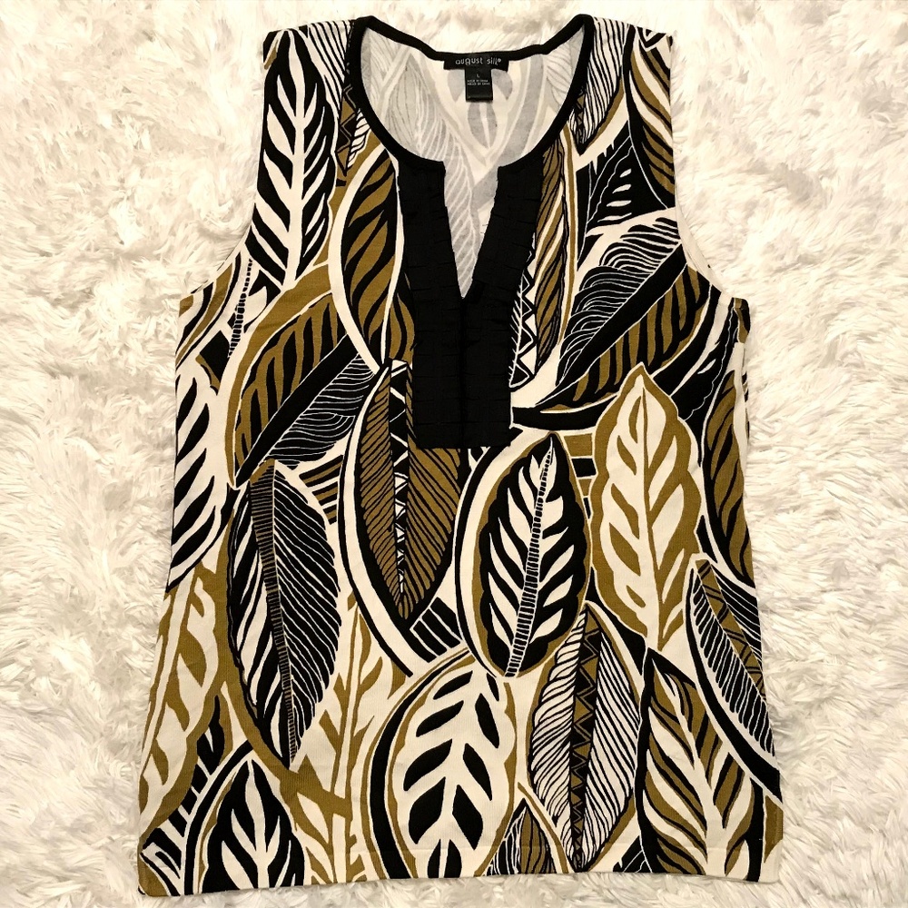August Silk Womens V-Neck Sleeveless Large